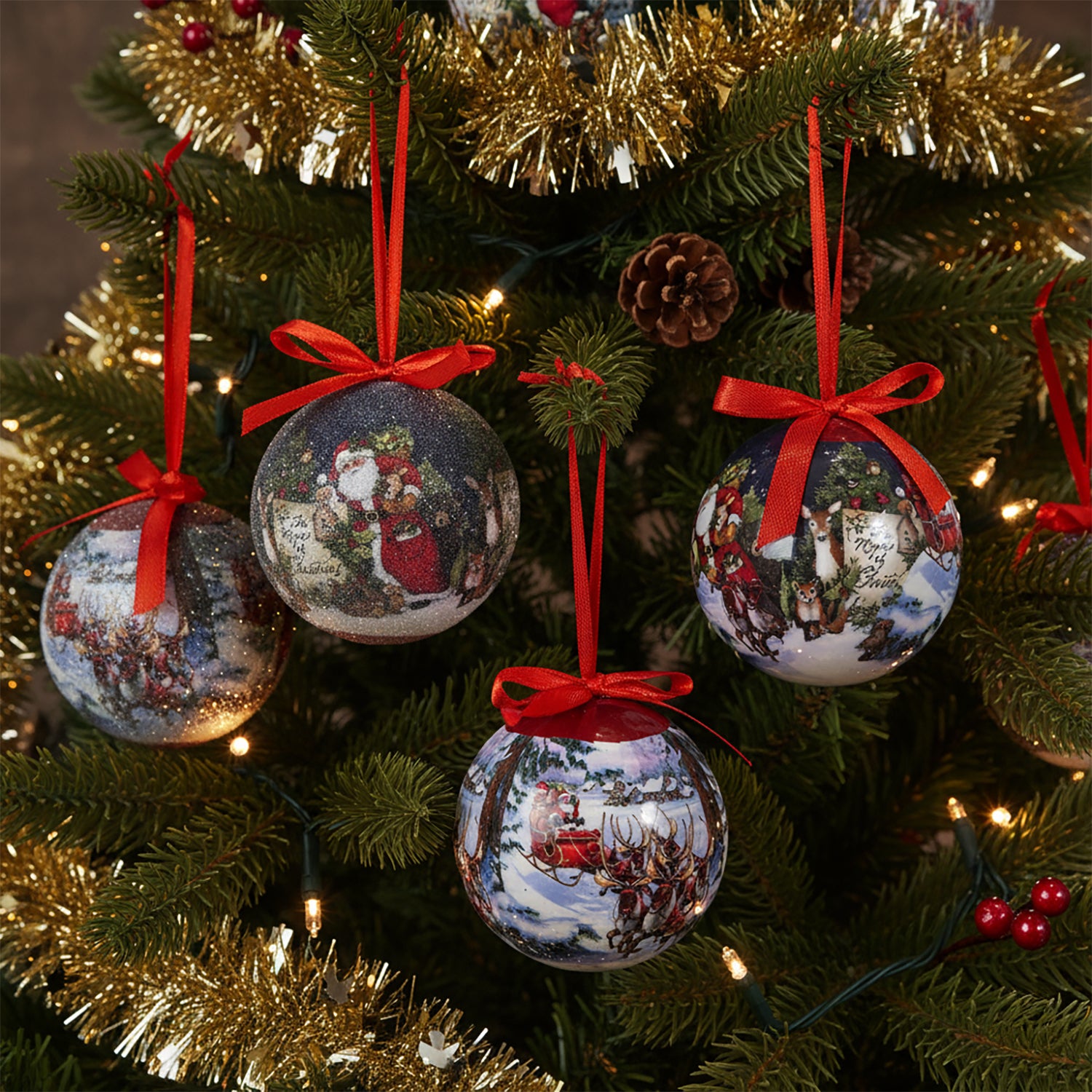 VESTIAMO CASA GRAN NATALE - Palle di Natale con decoro Babbo Natale diametro 7,5 cm - set 14 pezzi